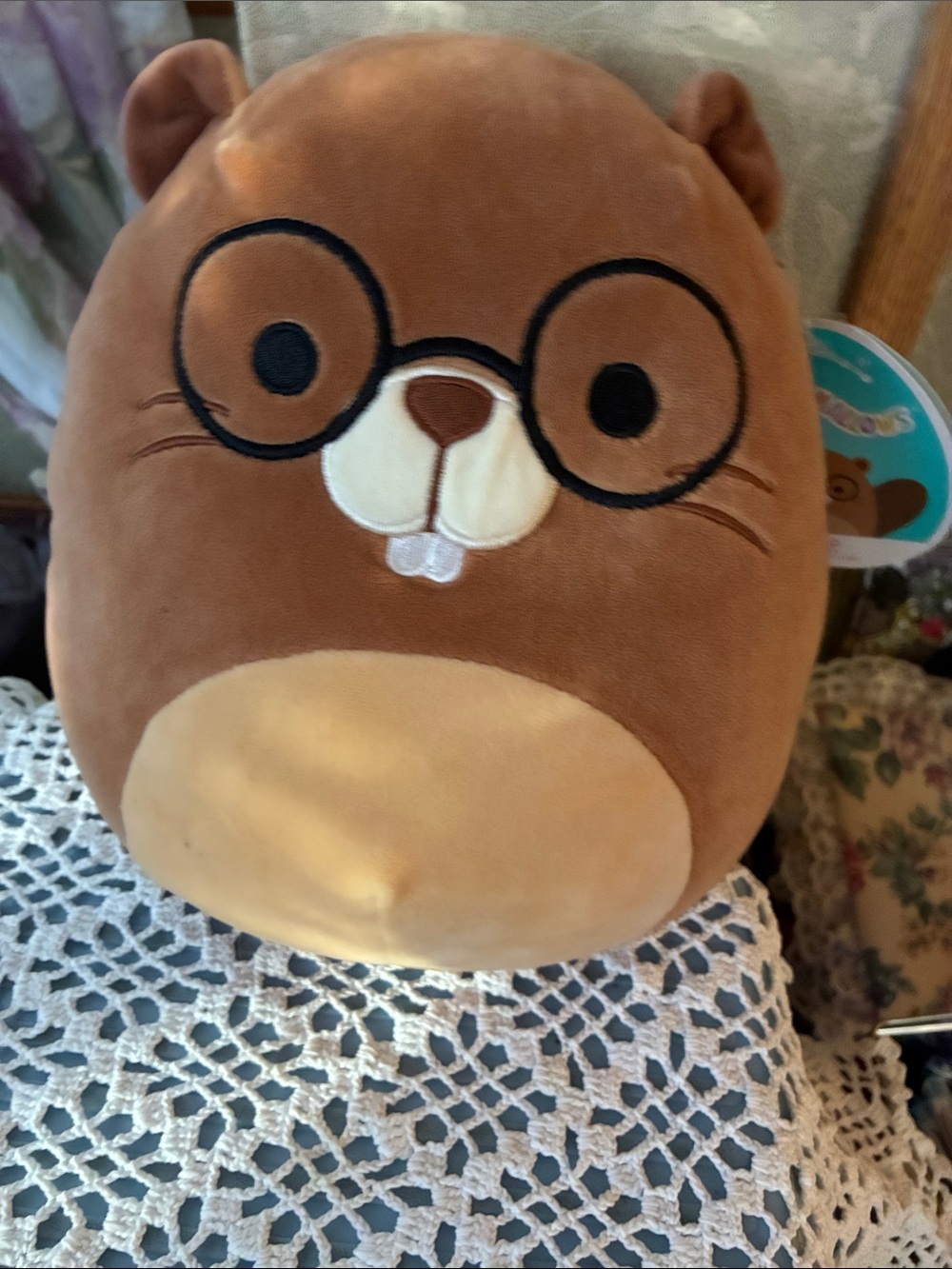 Squishmallows Chip Plush - Brown and Cream with Black Glasses